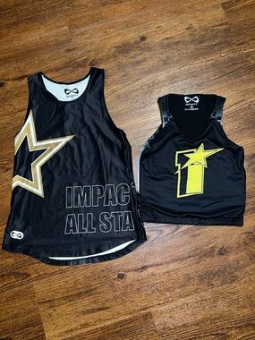Nfinity Cheer Impact All Star Girls Black Gold Jersey Tank Tops Size Youth L